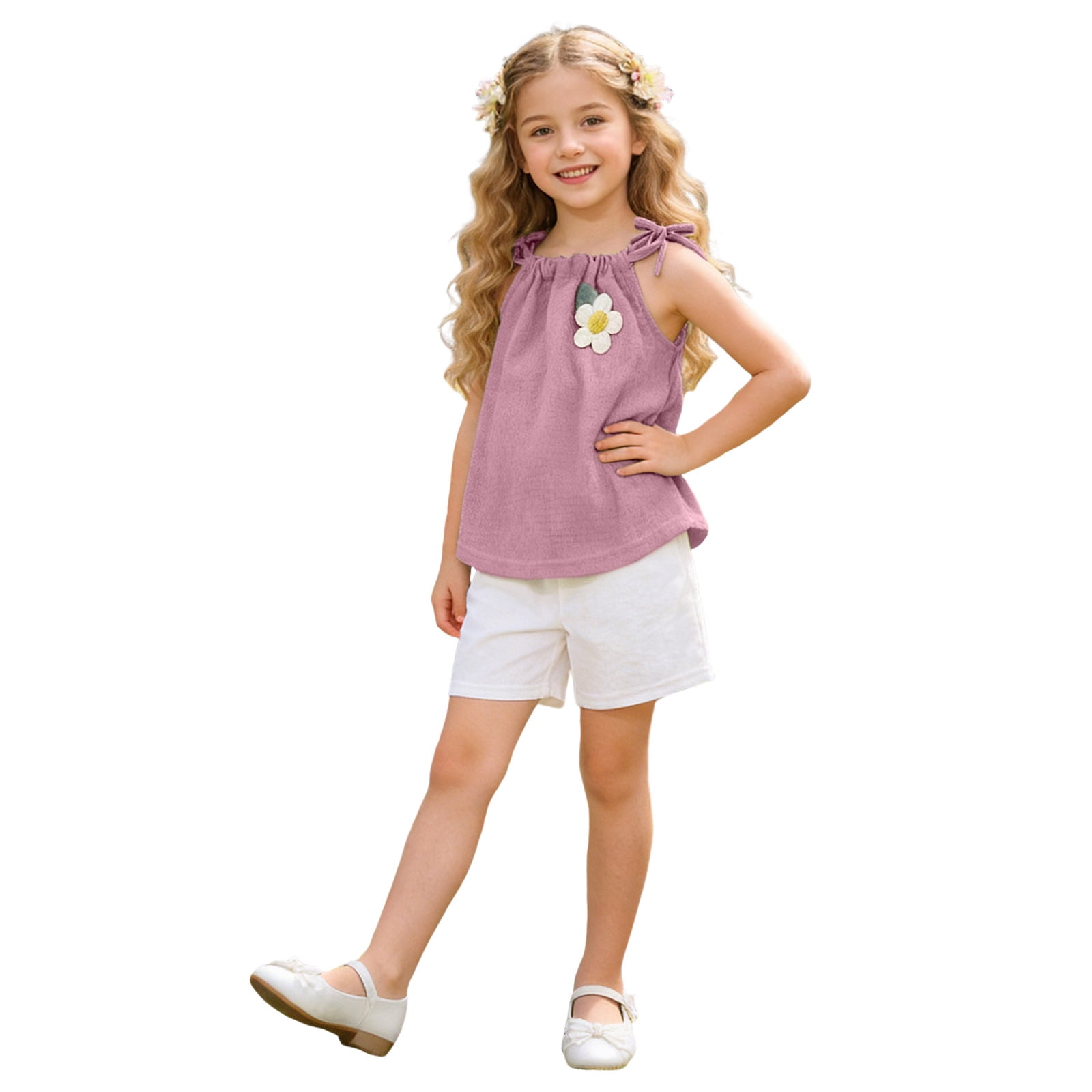 Girls Floral Print T-Shirt and Shorts Set